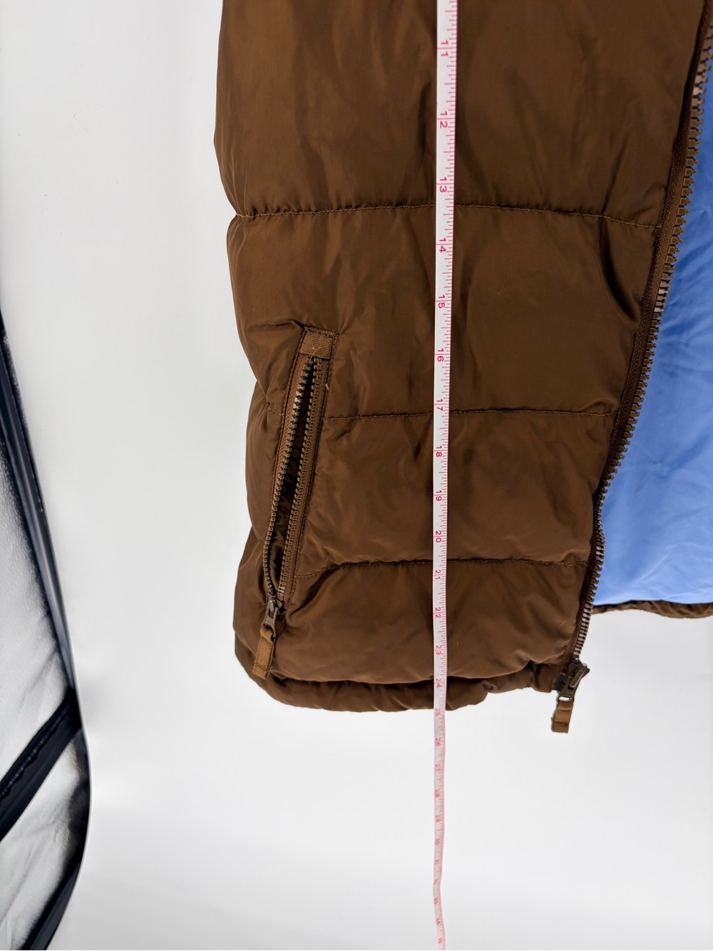 Women’s Lands' End Brown & Blue Goose Down Puffer Vest - Medium (10-12) - Picture 10 of 12